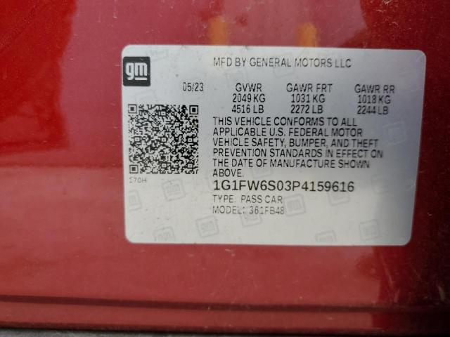 1G1FW6S03P4159616 - 2023 CHEVROLET BOLT EV 1LT RED photo 13