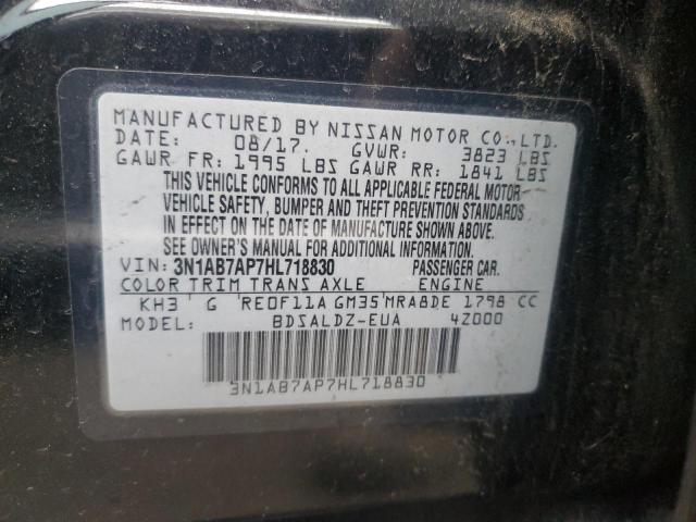 3N1AB7AP7HL718830 - 2017 NISSAN SENTRA S BLACK photo 12