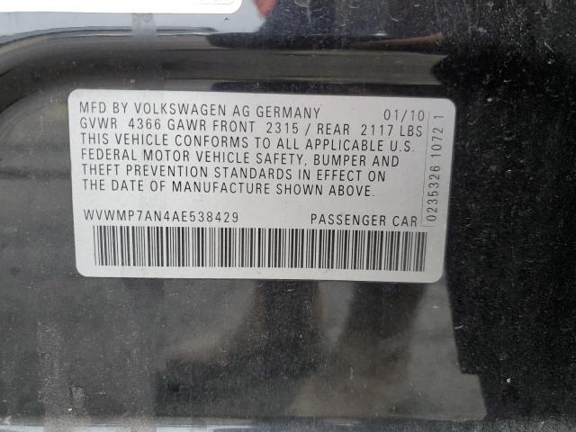 WVWMP7AN4AE538429 - 2010 VOLKSWAGEN CC SPORT BLACK photo 12