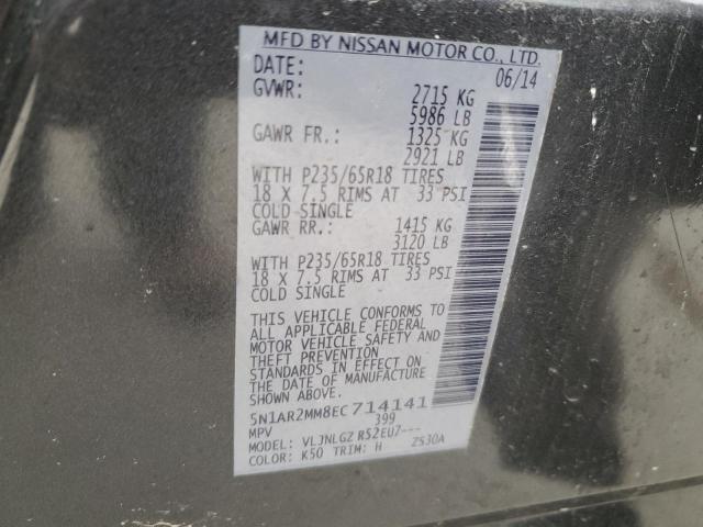 5N1AR2MM8EC714141 - 2014 NISSAN PATHFINDER S GRAY photo 13