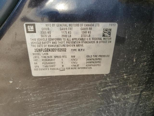 2GNFLGEK0E6182602 - 2014 CHEVROLET EQUINOX LT CHARCOAL photo 13