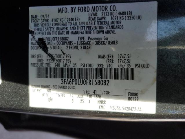 3FA6P0LU0FR158082 - 2015 FORD FUSION SE HYBRID GRAY photo 12