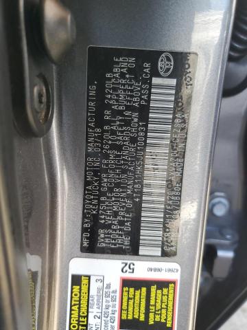 4T1B11HK5JU100831 - 2018 TOYOTA CAMRY L GRAY photo 12