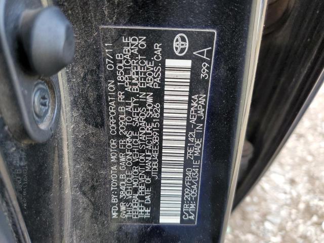 JTDBU4EE3B9151826 - 2011 TOYOTA COROLLA BASE BLACK photo 12