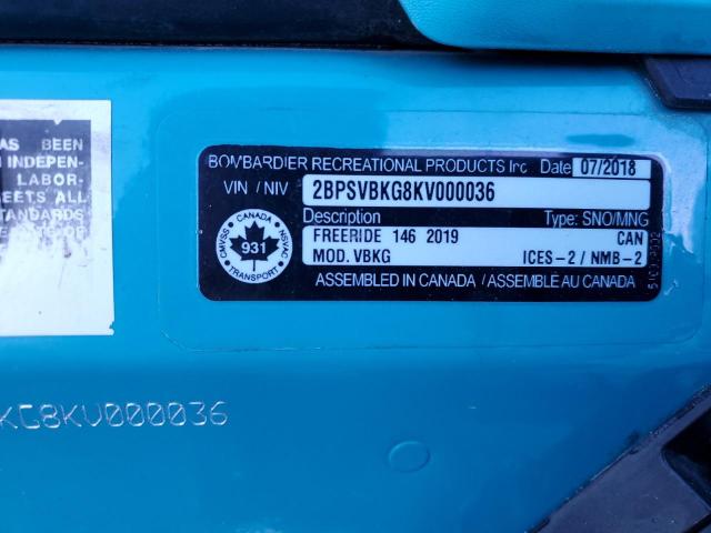 2BPSVBKG8KV000036 - 2019 SKI DOO FREERIDE TEAL photo 10