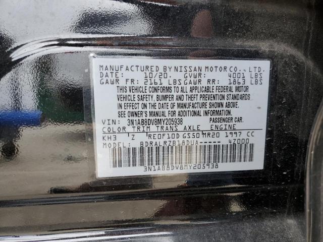 3N1AB8DV8MY205938 - 2021 NISSAN SENTRA SR BLACK photo 12