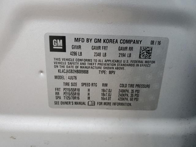 KL4CJASB2HB009808 - 2017 BUICK ENCORE PREFERRED SILVER photo 13