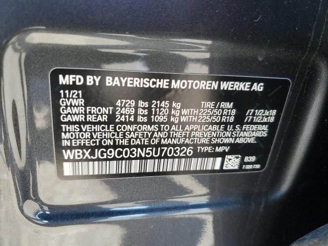WBXJG9C03N5U70326 - 2022 BMW X1 XDRIVE28I GRAY photo 12