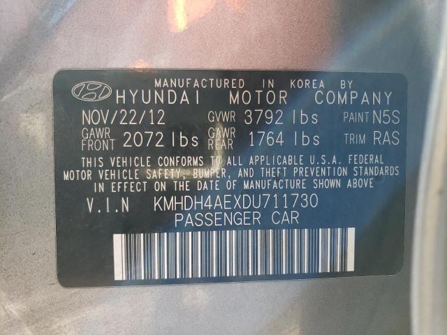 KMHDH4AEXDU711730 - 2013 HYUNDAI ELANTRA GLS GRAY photo 12