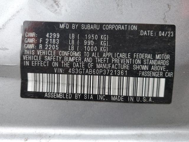 4S3GTAB60P3721361 - 2023 SUBARU IMPREZA SILVER photo 13