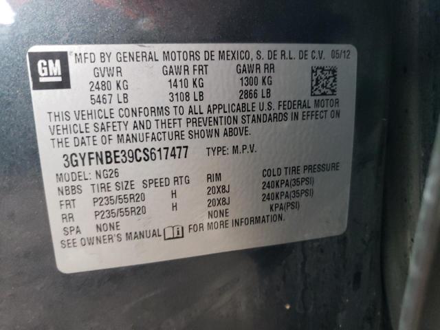 3GYFNBE39CS617477 - 2012 CADILLAC SRX PERFORMANCE COLLECTION Gris photo 14