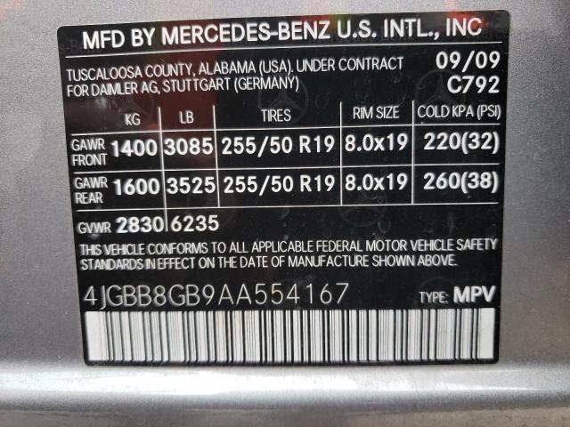 4JGBB8GB9AA554167 - 2010 MERCEDES-BENZ ML 350 4MATIC GRAY photo 14