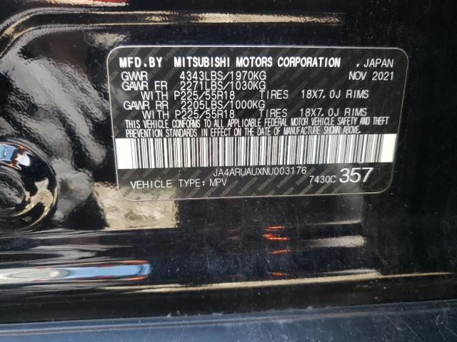 JA4ARUAUXNU003176 - 2022 MITSUBISHI OUTLANDER ES BLACK photo 13