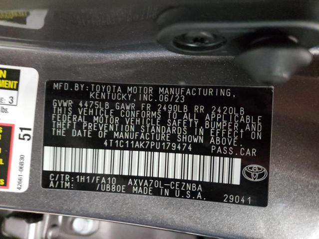 4T1C11AK7PU179474 - 2023 TOYOTA CAMRY LE GRAY photo 13