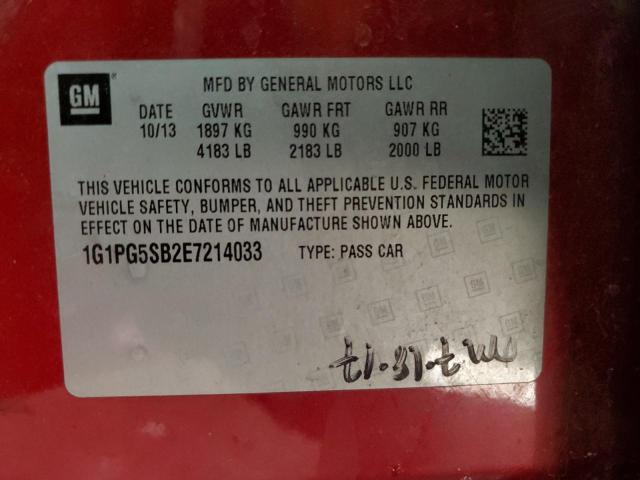 1G1PG5SB2E7214033 - 2014 CHEVROLET CRUZE LTZ RED photo 12