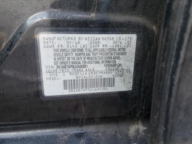 3N1AB7AP9JL644381 - 2018 NISSAN SENTRA S BLACK photo 12