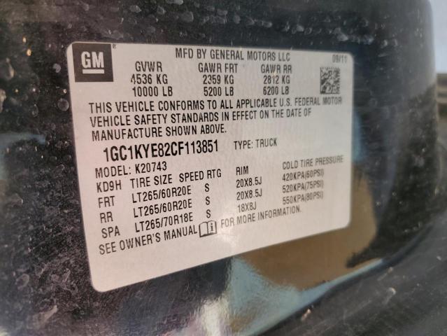 1GC1KYE82CF113851 - 2012 CHEVROLET SILVERADO K2500 HEAVY DUTY LTZ BLACK photo 13