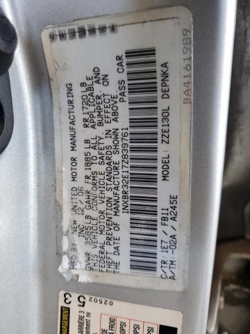 1NXBR32E17Z839761 - 2007 TOYOTA COROLLA CE SILVER photo 12