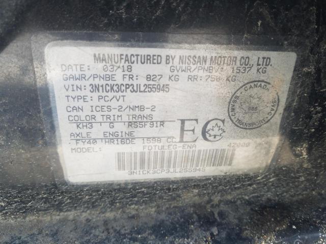 3N1CK3CP3JL255945 - 2018 NISSAN MICRA BLACK photo 12