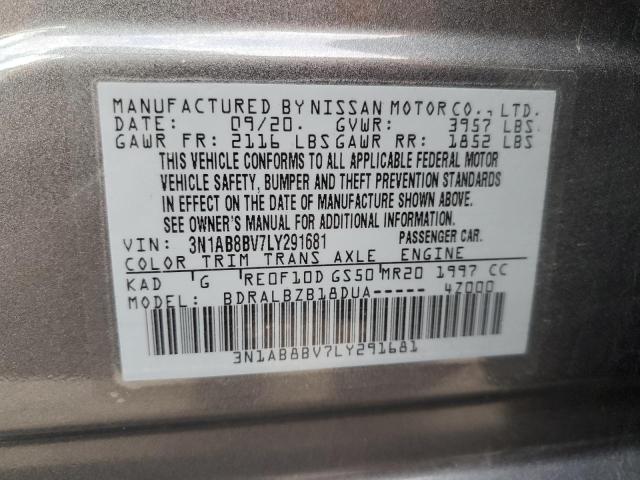 3N1AB8BV7LY291681 - 2020 NISSAN SENTRA S GRAY photo 12