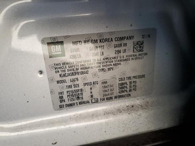 KL4CJASB3FB108442 - 2015 BUICK ENCORE SILVER photo 12