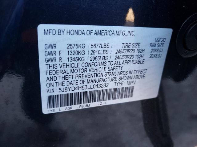 5J8YD4H53LL043282 - 2020 ACURA MDX TECHNOLOGY BLACK photo 14