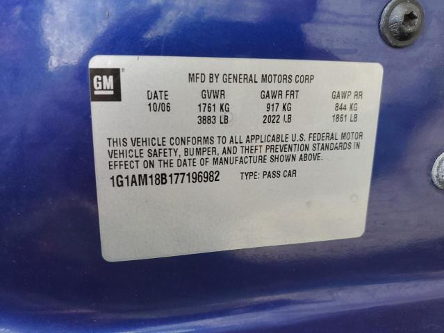 1G1AM18B177196982 - 2007 CHEVROLET COBALT SS BLUE photo 13