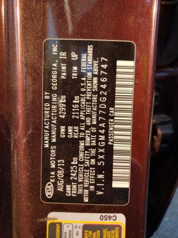 5XXGM4A77DG246747 - 2013 KIA OPTIMA LX Բորդո լուսանկար 13