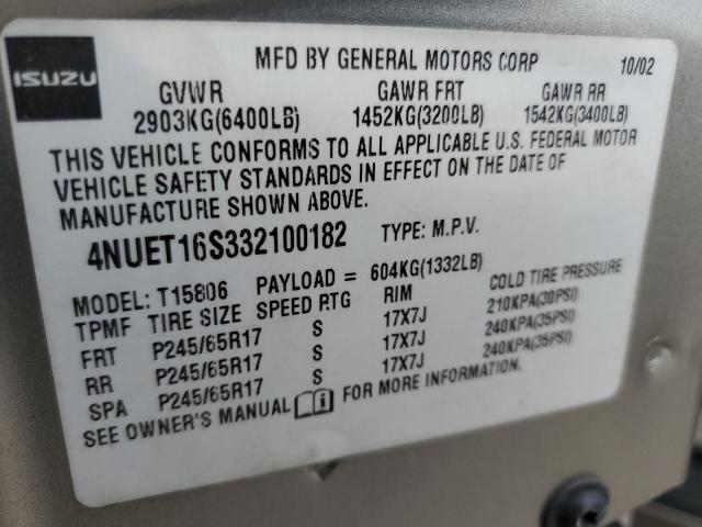 4NUET16S332100182 - 2003 ISUZU ASCENDER S 棕色 照片 14