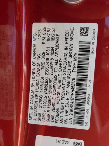 2HKRS4H71RH452176 - 2024 HONDA CR-V EXL RED photo 12