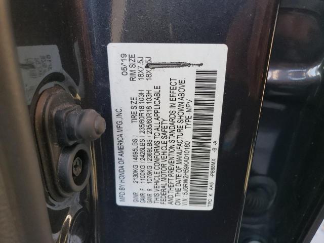 5J6RW2H59KA010180 - 2019 HONDA CR-V EX BLUE photo 13