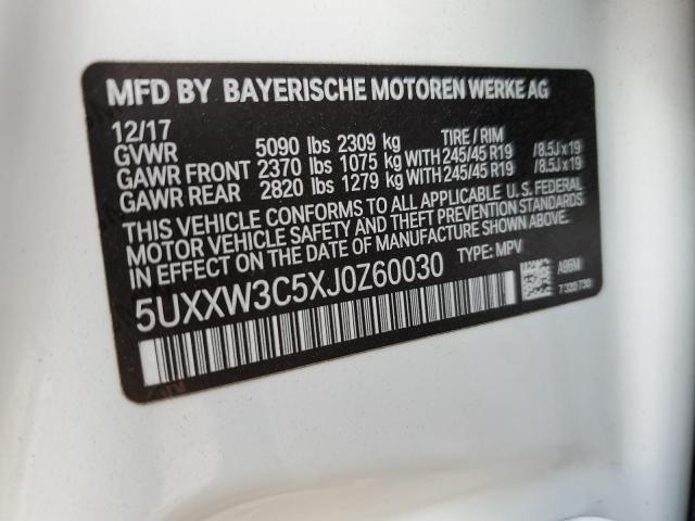 5UXXW3C5XJ0Z60030 - 2018 BMW X4 XDRIVE28I WHITE photo 12