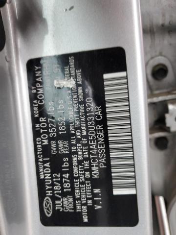 KMHCT4AE5DU331320 - 2013 HYUNDAI ACCENT GLS SILVER photo 12