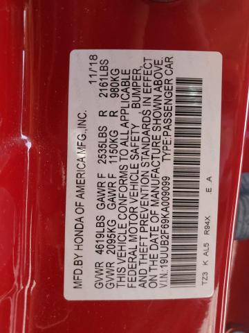 19UUB2F69KA009099 - 2019 ACURA TLX TECHNOLOGY RED photo 12