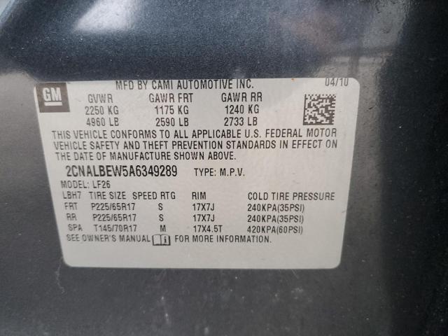 2CNALBEW5A6349289 - 2010 CHEVROLET EQUINOX LS GRAY photo 13