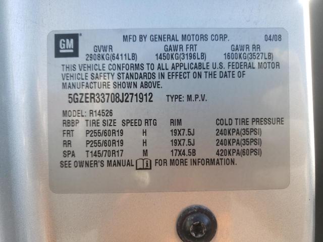 5GZER33708J271912 - 2008 SATURN OUTLOOK XR SILVER photo 13