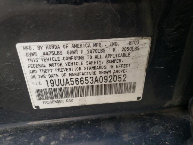 19UUA56653A092052 - 2003 ACURA 3.2TL BLACK photo 12