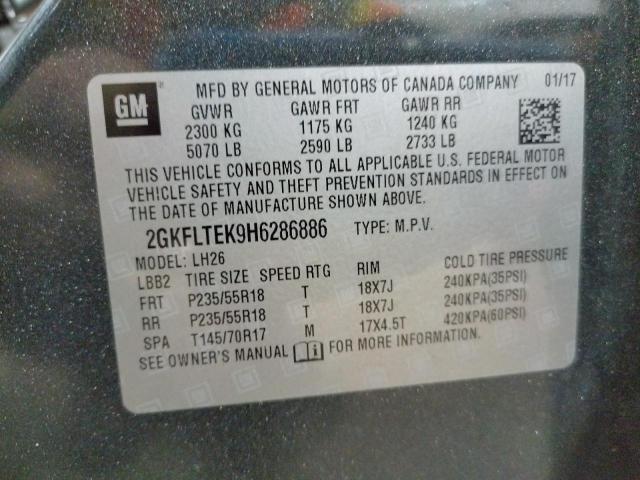 2GKFLTEK9H6286886 - 2017 GMC TERRAIN SLE GRAY photo 12