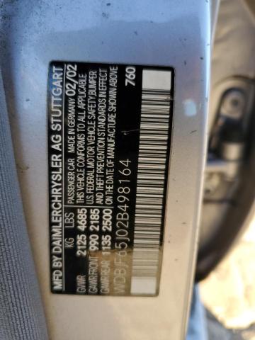 WDBJF65J02B498164 - 2002 MERCEDES-BENZ E 320 SILVER photo 12