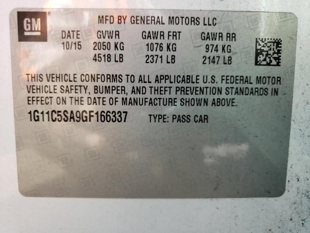 1G11C5SA9GF166337 - 2016 CHEVROLET MALIBU LIM LT 白色 照片 12