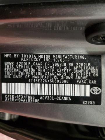 4T1BE32KX6U683686 - 2006 TOYOTA CAMRY LE GRAY photo 12