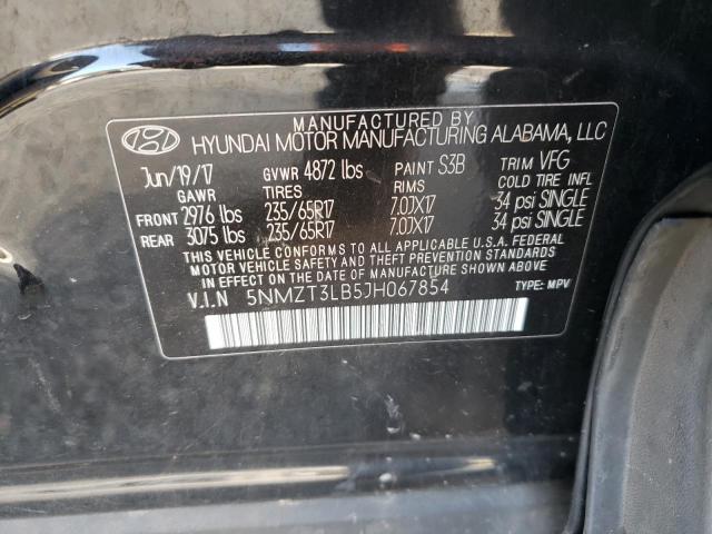 5NMZT3LB5JH067854 - 2018 HYUNDAI SANTA FE BLACK photo 13