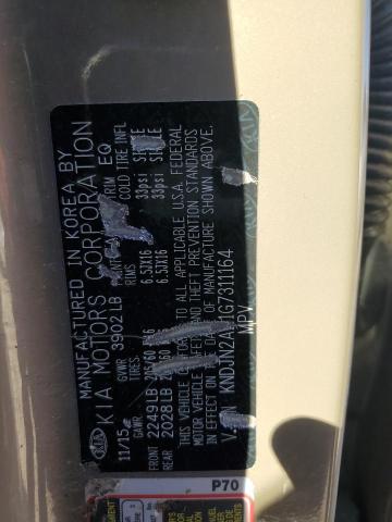 KNDJN2A21G7311164 - 2016 KIA SOUL TAN photo 13