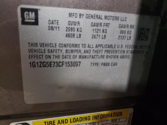 1G1ZG5E73CF153097 - 2012 CHEVROLET MALIBU LTZ ნაცრისფერი ფოტო 12