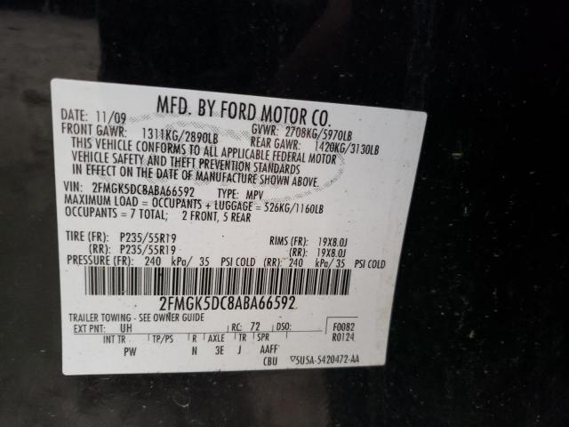 2FMGK5DC8ABA66592 - 2010 FORD FLEX LIMITED BLACK photo 13