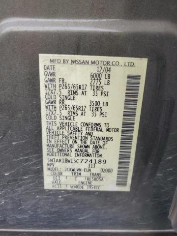 5N1AR18W15C724189 - 2005 NISSAN PATHFINDER LE 绿色 照片 13