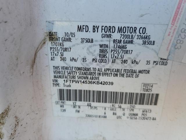 1FTPW14536KB42039 - 2006 FORD F150 SUPERCREW WHITE photo 12