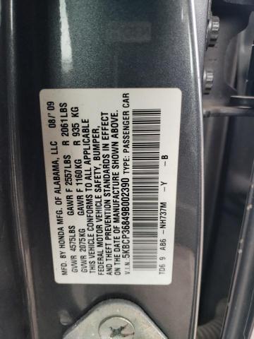 5KBCP36849B002390 - 2009 HONDA ACCORD EXL GRAY photo 12