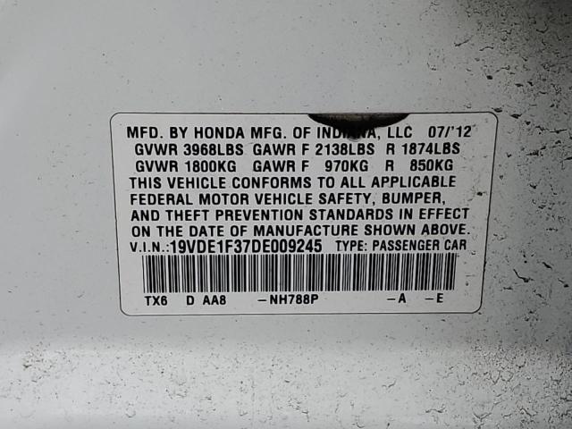 19VDE1F37DE009245 - 2013 ACURA ILX 20 WHITE photo 12