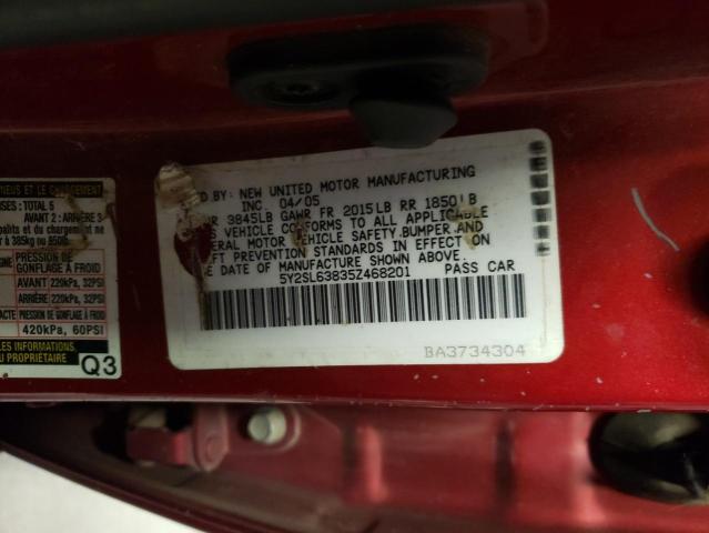 5Y2SL63835Z468201 - 2005 PONTIAC VIBE RED photo 12